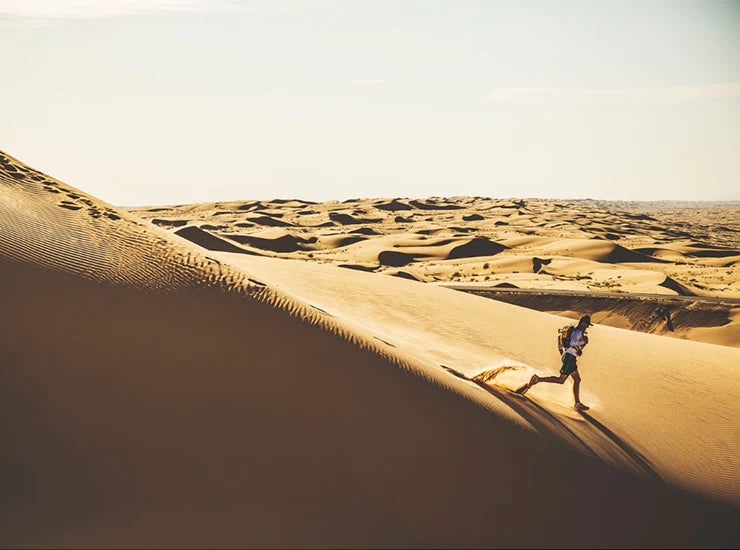 Man running in the desert